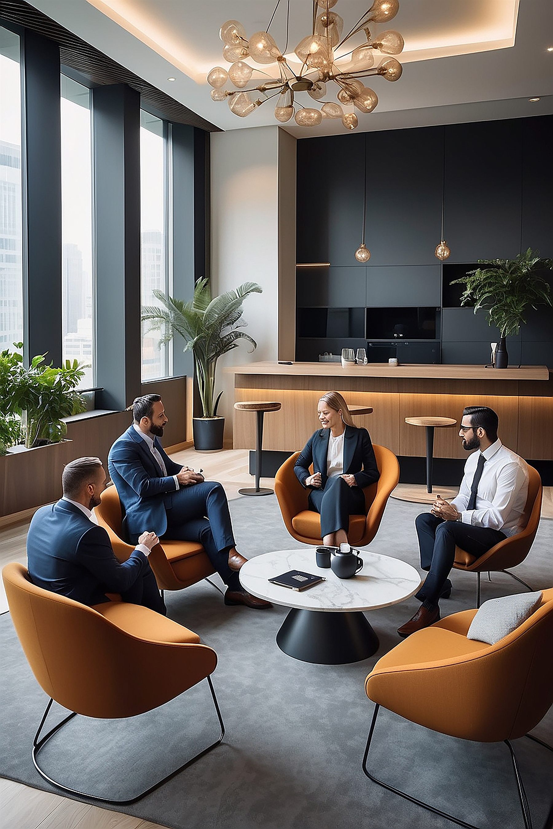 Members in a private corporate lounge